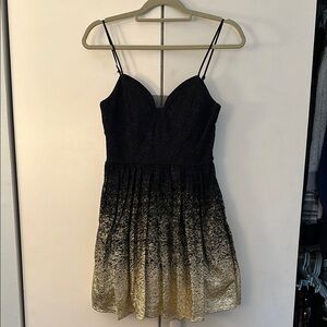B Darlin Black and Gold Mini Dress